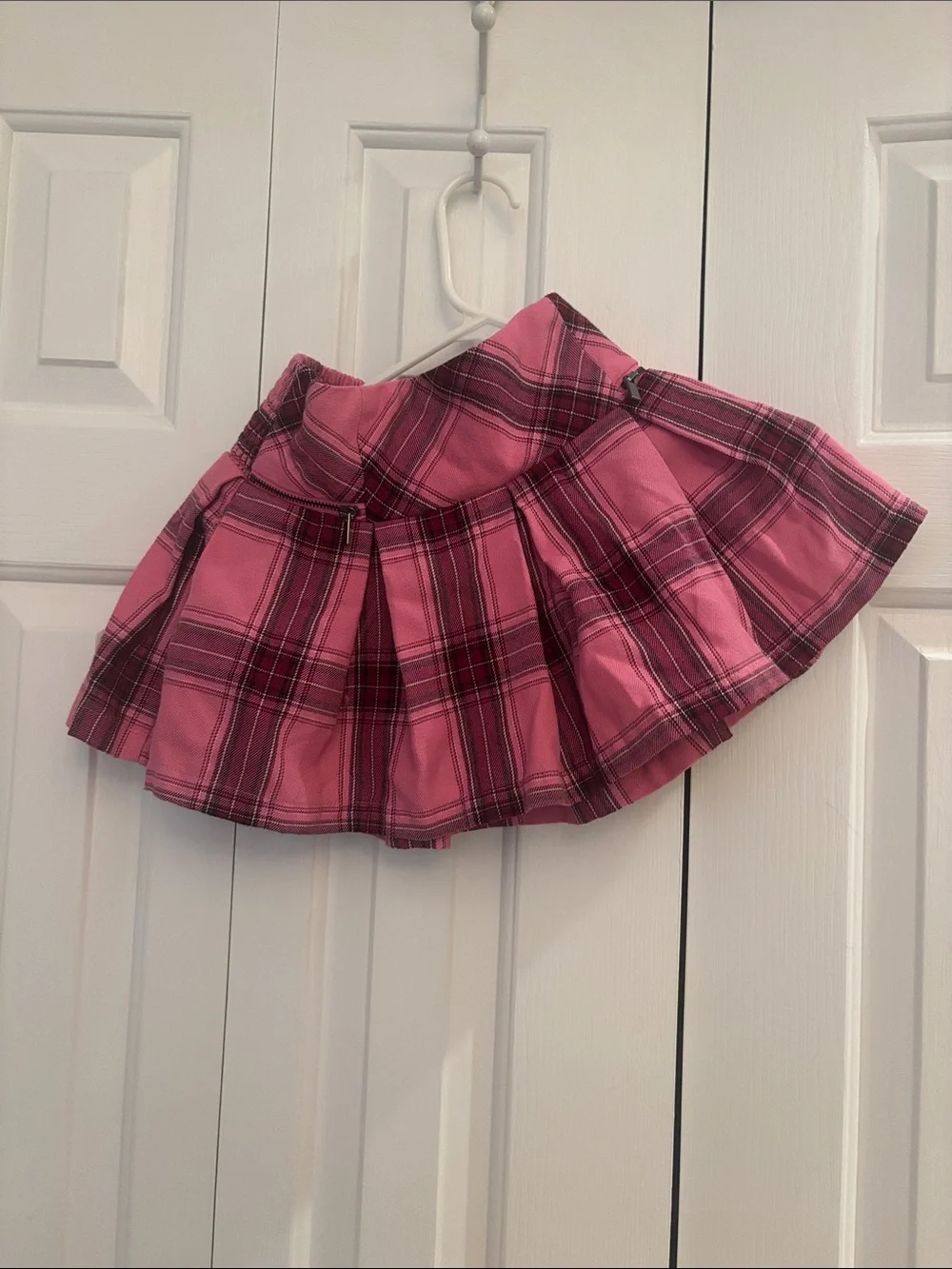 Justice Pink Plaid Pleated Skater Skirt